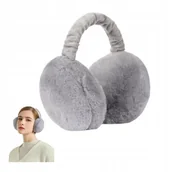 Ozdoby do włosów - NAUSZNIKI ZIMOWE DAMSKIE OCIEPLANE PLUSZOWE CIEPŁE SKŁADANE FUTERKO OPASKA - miniaturka - grafika 1