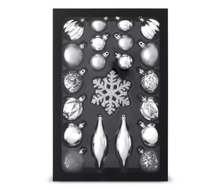 Zestaw ozdób choinkowych 25 szt. srebrne - Ozdoby bożonarodzeniowe - miniaturka - grafika 1