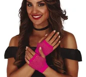 Dodatki do strojów karnawałowych - GUIRCA Rękawiczki siateczkowe, krótkie, neonowe różowe REKA/8416-G - miniaturka - grafika 1