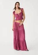 Spódnice - Stradivarius Spódnica maxi w stylu boho Cielisty róż L - miniaturka - grafika 1