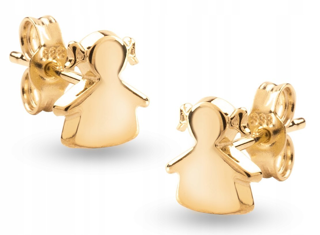 ZŁOTE KOLCZYKI NA SZTYFT DZIEWCZYNKI 333