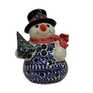 Ozdoby bożonarodzeniowe - Ceramiczny bałwan duży Ceramika Bolesławiec - miniaturka - grafika 1