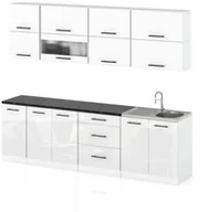 Meble kuchenne - Meble Kuchenne Kuchnia Robo Lux 2.6m Modułowe Nowoczesne Biały Biały Połysk - miniaturka - grafika 1