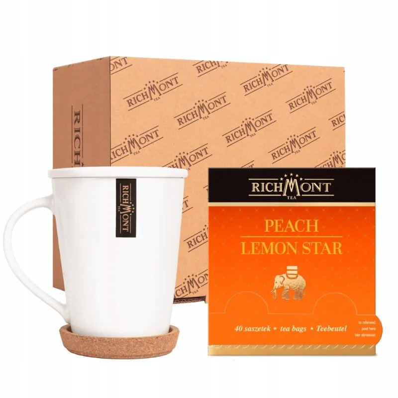 Zestaw Herbatka Richmont Peach Lemon Star 40 saszetek Zestaw Kubek