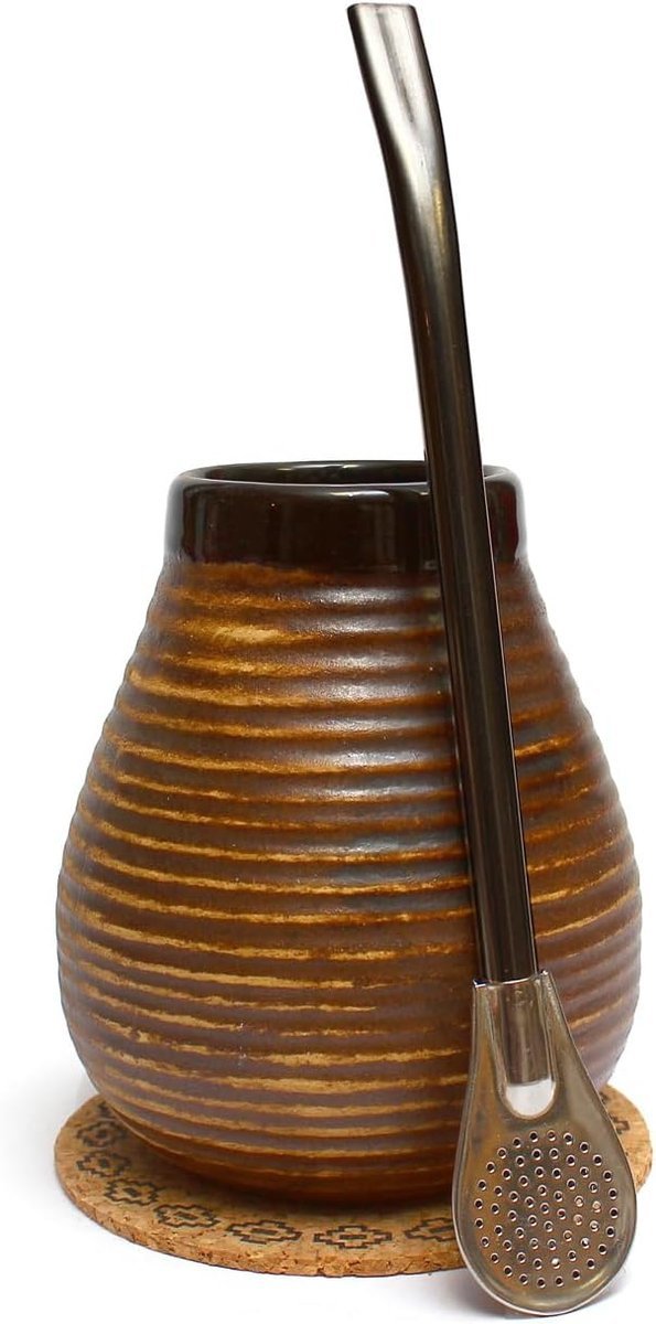 ZESTAW DO YERBA MATE BOMBILLA TYKWA MATERO 350ml + PODKŁADKA KORKOWA