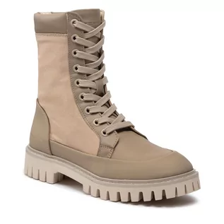 Botki damskie - Trapery TOMMY HILFIGER - Th Casual Lace Up Boot FW0FW06549 Beige - Tommy Hilfiger - grafika 1