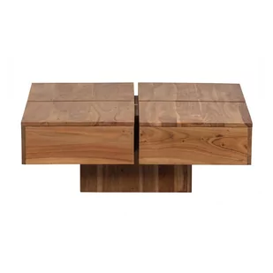 Stolik z blatem z drewna akacjowego 80x80 cm Lyra – WOOOD - Ławy i stoliki kawowe - miniaturka - grafika 1