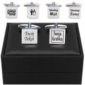 Spinki do mankietów i krawatów - Spinki do mankietów TWÓJ TEKST + GRAFIKA Pudełko - miniaturka - grafika 1