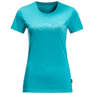 Jack Wolfskin Damska koszulka CROSSTRAIL GRAPHIC T W, Ciemny aqua niebieski, S - Koszulki i topy damskie - miniaturka - grafika 1