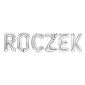 Baby shower i roczek - Napis ROCZEK - Balon Foliowy Srebrny - miniaturka - grafika 1