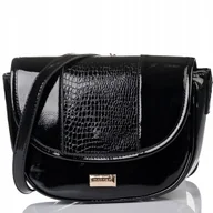 Torebki damskie - MONNARI Torebka Damska Listonoszka Na Ramię Czarna Crossbody Łódka - miniaturka - grafika 1