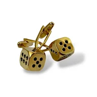 Spinki do mankietów i krawatów - Spinki do mankietów - KOSTKI DLA GRACZA (złote) - stal - miniaturka - grafika 1