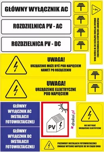 NOWE wymogi naklejki elektryczne FOTOWOLTAIKA PV 10szt. - Akcesoria motoryzacyjne - miniaturka - grafika 1