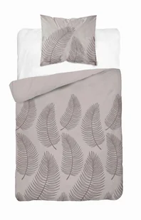 Pościel 140x200 beżowa liście z jedną poszewką Bawełna - Pościel - miniaturka - grafika 1