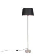 Lampy stojące - QAZQA Nowoczesna lampa stojąca ze stali z czarnym kloszem 45 cm - Simplo - miniaturka - grafika 1