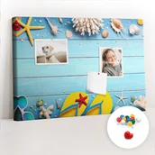 Tablice i flipcharty - Szkolna Tablica korkowa 60x40 cm, Kolorowe Pinezki, wzór Nadmorskie rzeczy - miniaturka - grafika 1