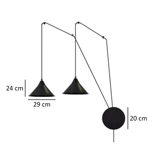 Emibig Abramo lampa wisząca 2-punktowa czarna 160/2 - Lampy sufitowe - miniaturka - grafika 6