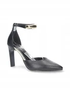 Czółenka - Karino 5538/076 czarne sandały szpilki skórzane modne eleganckie r.38 - miniaturka - grafika 1