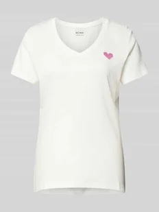 T-shirt z dekoltem w serek model ‘KENNEDY’ - Koszulki i topy damskie - miniaturka - grafika 1