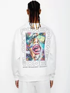 Bluzy męskie - BLUZA MĘSKA OVERSIZE BIAŁA OZONEE MACH/M3257 - Ozonee - miniaturka - grafika 1