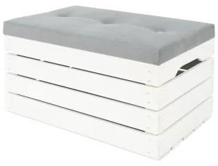 Biała pufa z pikowanym siedziskiem C7-H24 - Ławki do przedpokoju - miniaturka - grafika 1