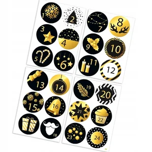 NAKLEJKI ŚWIĄTECZNE KALENDARZ ADWENTOWY okrągłe 04 - Kalendarze - miniaturka - grafika 1