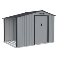 Altany ogrodowe - Domek ogrodowy MADISON 278x191cm Light Grey, z drewutnią, przesuwanymi drzwiami i wentylacją, funkcjonalny magazyn na drewno i narzędzia Hardmaister - miniaturka - grafika 1