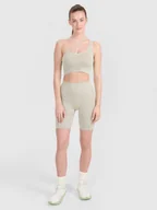 Spodenki damskie - Damskie legginsy kolarki treningowe 4F 4FRSS25TFSTF091 - beżowe - miniaturka - grafika 1