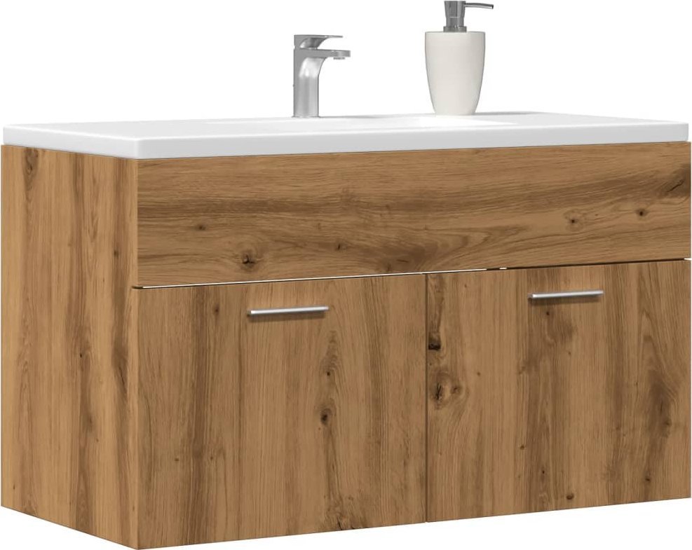 vidaXL vidaXL Szafka pod umywalkę, dąb artisan, 90x38,5x46 cm