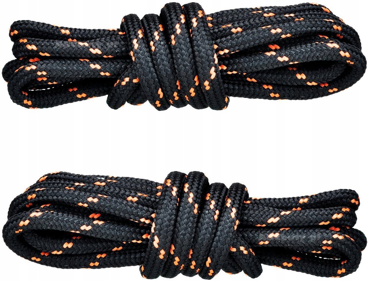 CZARNO-POMARAŃCZOWE Sznurówki TREKKINGOWE 180 cm Okrągłe SZNUROWADŁA G9-67