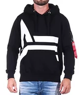 Bluzy męskie - ALPHA INDUSTRIES Męska bluza z kapturem z logo Side 118339, czarny, S - miniaturka - grafika 1