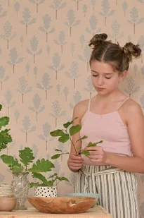 Tapeta dla dzieci Beżowa Liście Dębu - Tapety - miniaturka - grafika 1