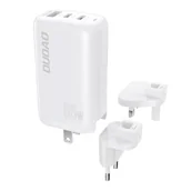 Ładowarki do telefonów - Dudao 3-portowa ładowarka GaN 3w1 (EU, US, UK) 2 x Typ C (PD) + USB (QC) 65W biała (A7PRO) - miniaturka - grafika 1