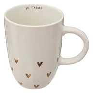 Kubki - Kubek ceramiczny biały z serduszkami FLORAL, 440 ml - miniaturka - grafika 1