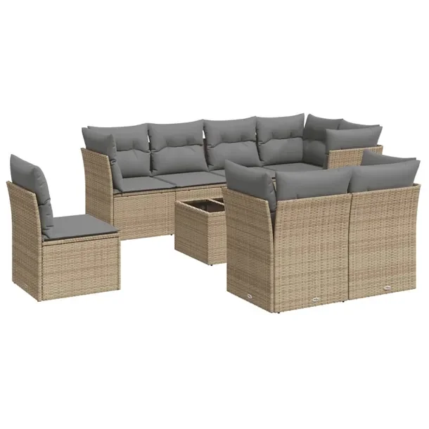 Zestaw mebli ogrodowych modułowych beżowy z rattanem PE, 234 x 124 x 69 c