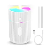 Nawilżacze powietrza - Biały nawilżacz powietrza, miniaturowy nawilżacz ultradźwiękowy z automatycznym wyłączaniem i kolorową lampką nocną; nawilżacz USB. - miniaturka - grafika 1
