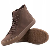 Trampki męskie - Trampki męskie wysokie wygodne buty brązowe eleganckie OM-FOTH-0187 V4 r 41 - miniaturka - grafika 1