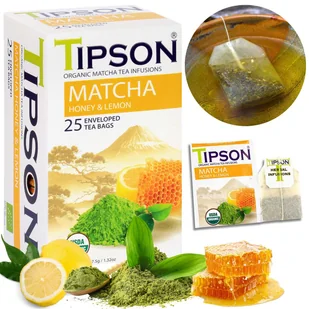 Tipson Matcha - Organiczna herbata cytryna i miód w saszetkach, NATURALNA, 25x1,5g - Herbata - miniaturka - grafika 1