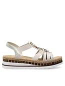 Sandały damskie - Rieker Sandały V7949-90 Srebrne rodowanie - miniaturka - grafika 1