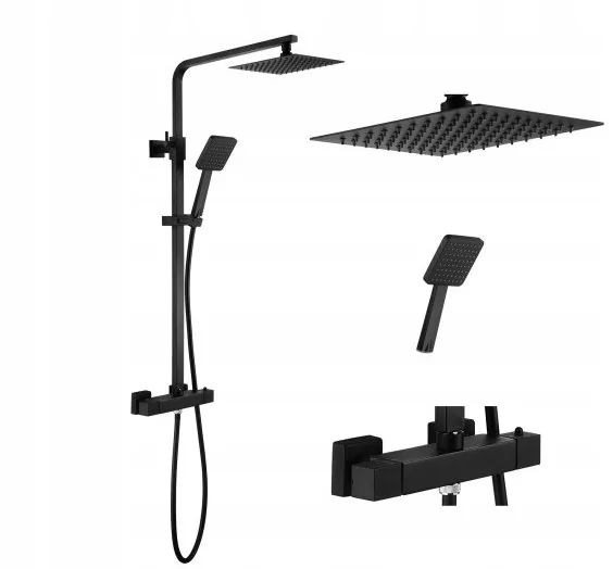 Deszczownica Bateria Prysznicowa Czarny Mat Zestaw