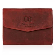 Portfele - Czerwony portfel skórzany damski vintage - miniaturka - grafika 1