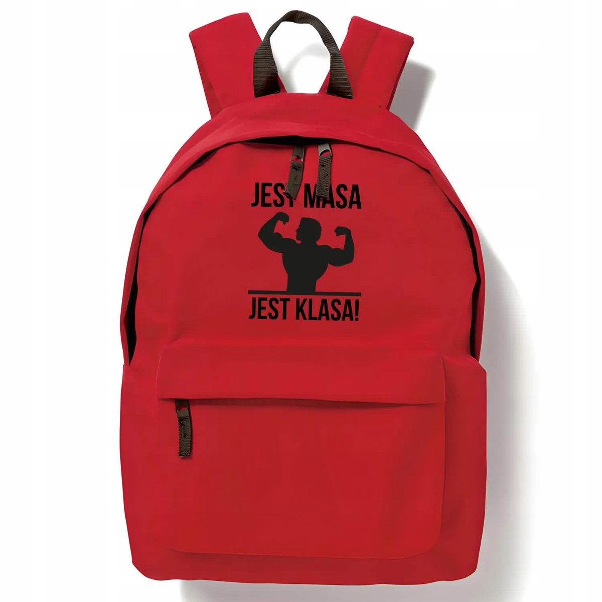 Plecak Szkolny Czerwony JEST MASA JEST KLASA Zabawne Młodzieżowe Wzory