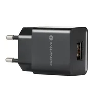 Ładowarki do telefonów - everActive ŁADOWARKA USB 1 PORTOWA, 1A, TECHNOLOGIA IQ SMART CHARGING - ŁADUJE URZĄDZENIA MAKSYMALNYM DLA NICH PRĄDEM SC100B SC100B - miniaturka - grafika 1