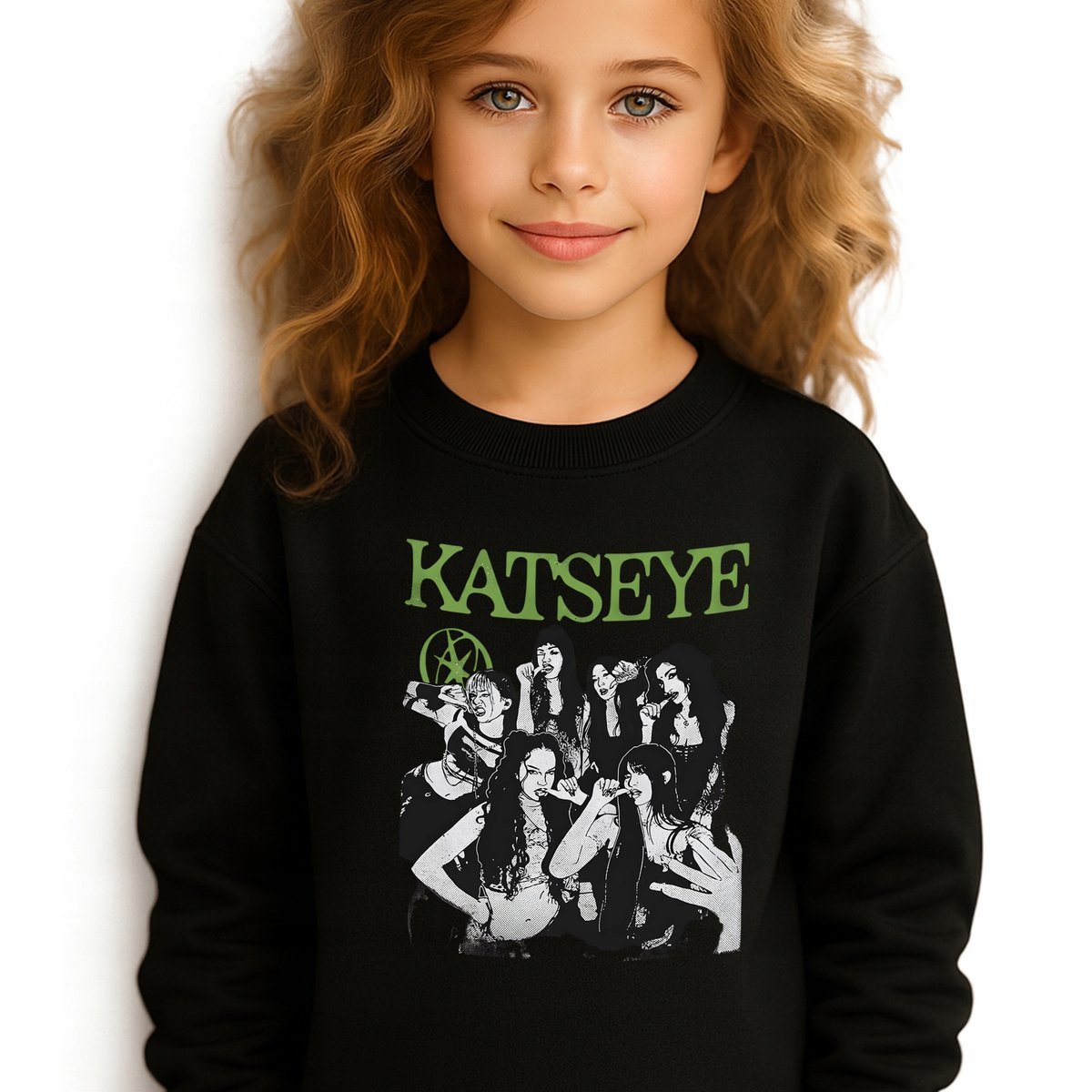 Bluza Dziecięca Czarna KATSEYE GIRLS Muzyka K-pop Na Prezent Rozm 128 cm Wz
