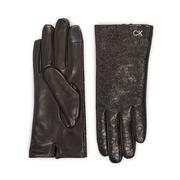 Rękawiczki - Rękawiczki Damskie Calvin Klein Re-Lock Emb/Deb Leather Gloves K60K611165 Ck Black BAX - miniaturka - grafika 1