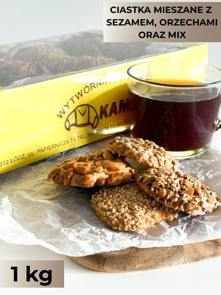 Ciastka mieszane (z sezamem, orzechami oraz mix),1 Kg