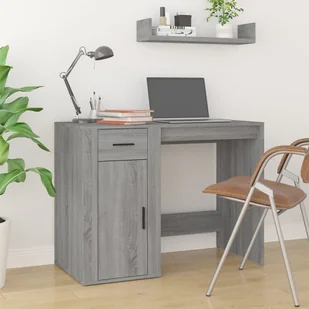 vidaXL Biurko, szary dąb sonoma, 100x49x75 cm, materiał drewnopochodny - Biurka - miniaturka - grafika 1
