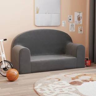 vidaXL 2-osobowa kanapa dla dzieci, antracytowa, miękki plusz - Łóżka dla dzieci i młodzieży - miniaturka - grafika 1