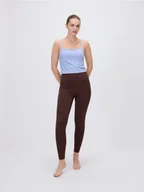 Spodnie damskie - Reserved - Legginsy z szerokim pasem - ciemnobrązowy - miniaturka - grafika 1