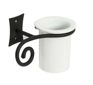 Sapho Rebecca - Szkło z uchwytem, czarne/ceramiczne CC004 - Wieszaki łazienkowe - miniaturka - grafika 1
